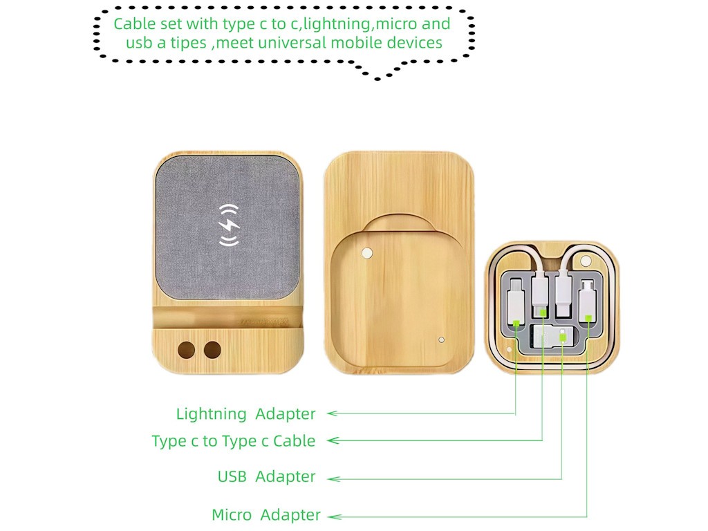 Set Promocional de Cables con Cargador Inalámbrico – ELECARGASIN