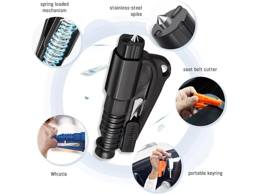 EMERCOCHE — 3-in-1 professional emergency device with compact design that includes glass breaker