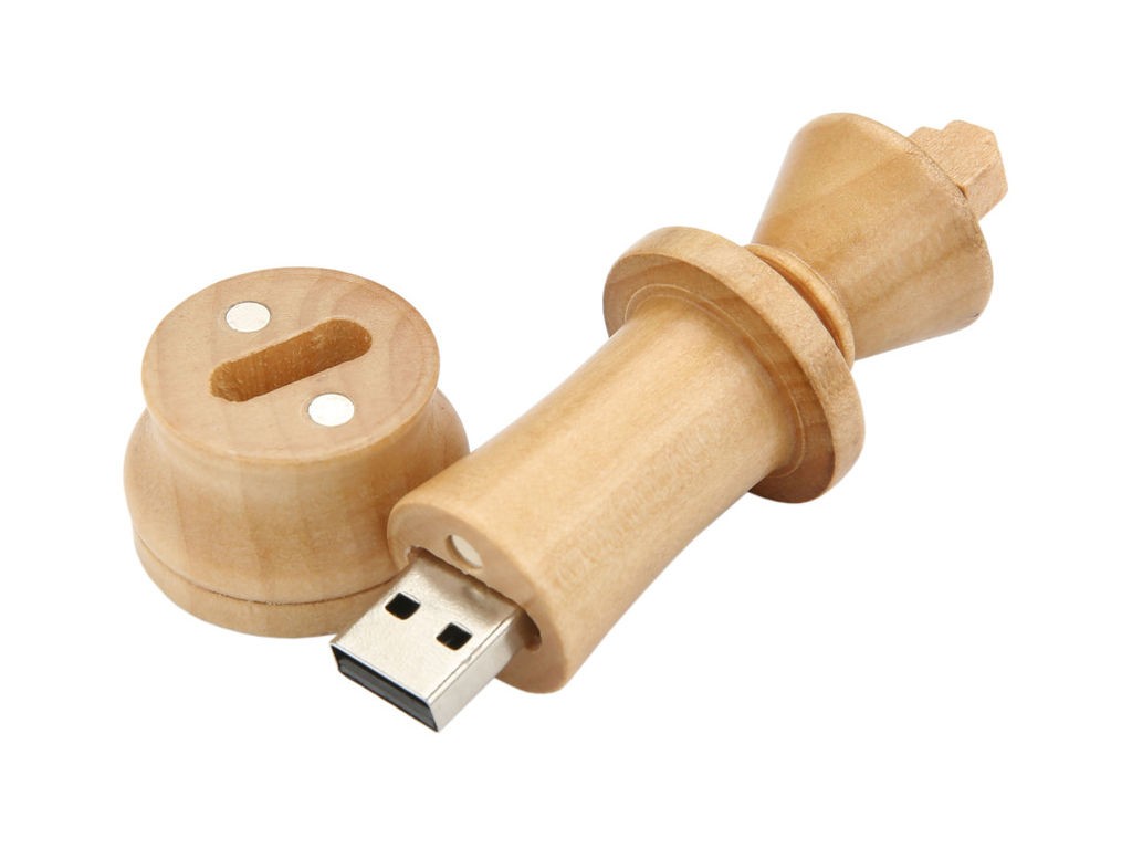 WGS-CHESS — Wooden USB flash drive shaped like a chess piece. We can make the shape you want. T