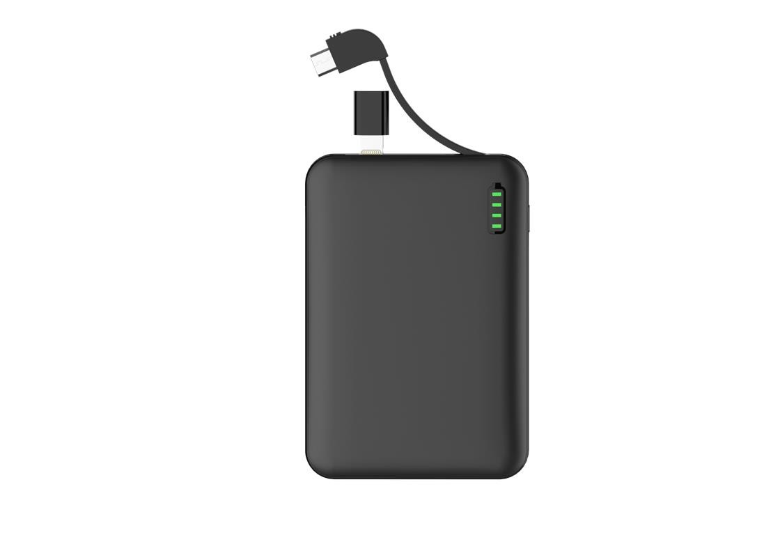 WGSPB-G72 — Carregador de emergência Flat Power Bank, semelhante ao formato de um cartão de crédito. Gra